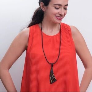 Zara Pleated Tunic Blouse Tank Top Orange Coral size XS